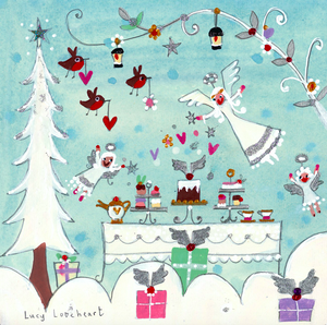 Christmas Card | Pack of 6 - Angel's Tea Party | Lucy Loveheart