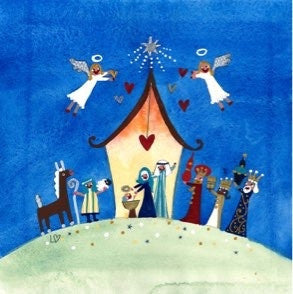 Christmas Card | Pack of 6 - Away in a Manger | Lucy Loveheart