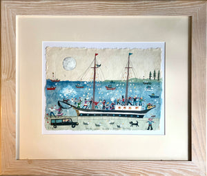 Original Painting | A Mid Summer Night Boat Party  | Lucy Loveheart