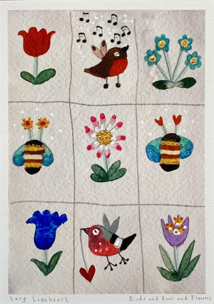 Deluxe Print in a Tube | Birds & Bees & Flowers | Lucy Loveheart
