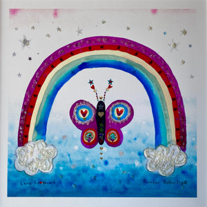Art Print in a Tube | Rainbow Butterfly Square | Lucy Loveheart