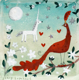 Original Painting | Lovebird and Unicorn | Lucy Loveheart