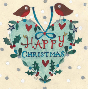 Christmas Card | Pack of 6 - Robin Heart | Lucy Loveheart