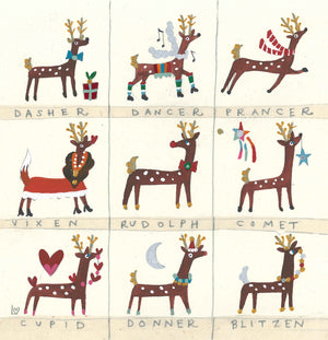 Christmas Card | Pack of 6 - Rudolf & The Reindeers | Lucy Loveheart